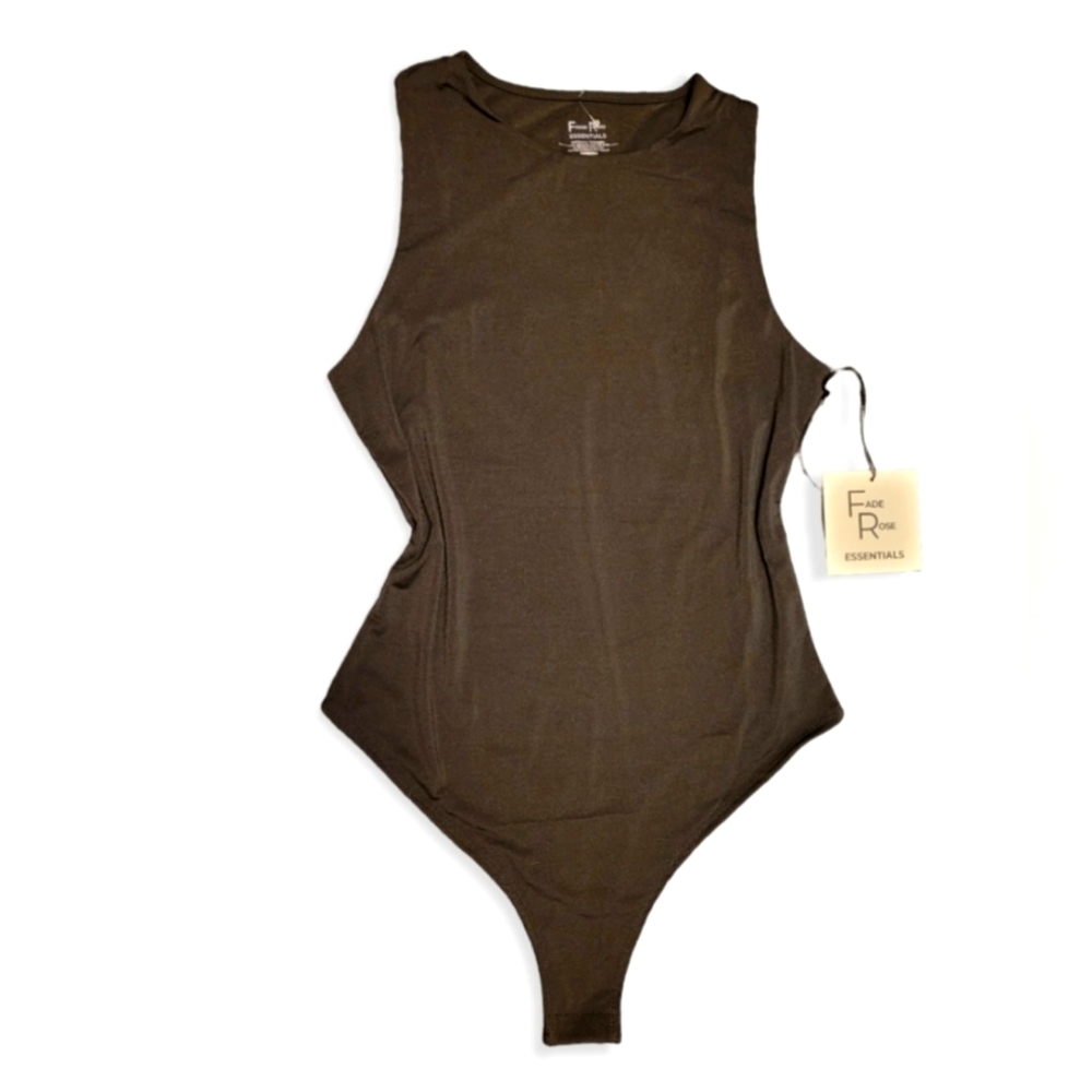 FADED ROSE ESENTIALS Womens sz L Black BodySuit
